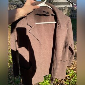Quince 100% Organic Cotton Knit Blazer in Heather Brown